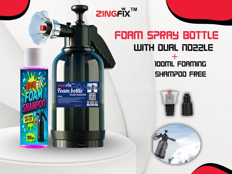 Zingfix Foam Bottle Spray With Dual Nozzle with Free 100ML Foam Shampoo Image-1