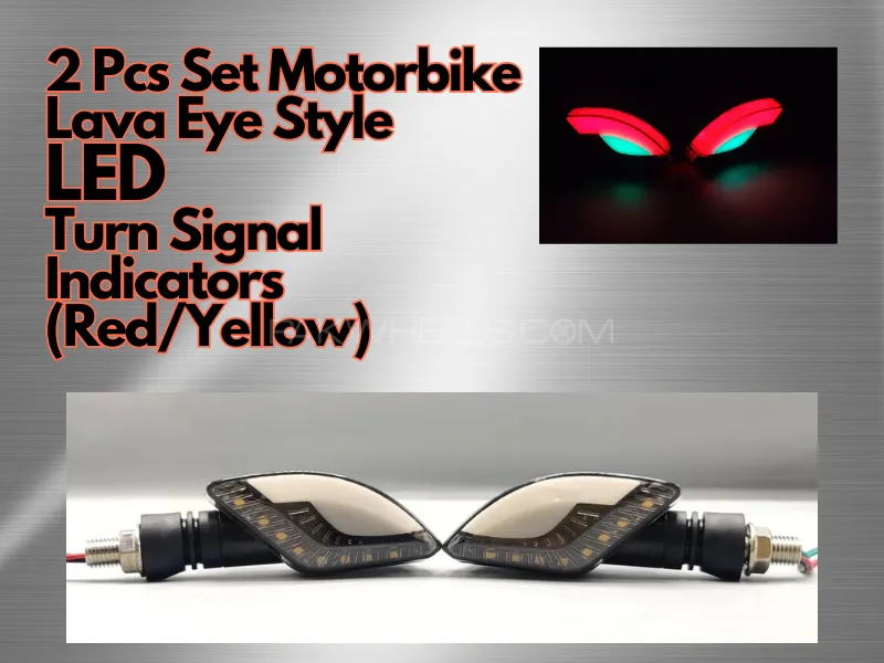 2 Pcs Set | Motorbike | Lava Eye Style | LED Turn Signal Indicators | (Red/Yellow) Image-1