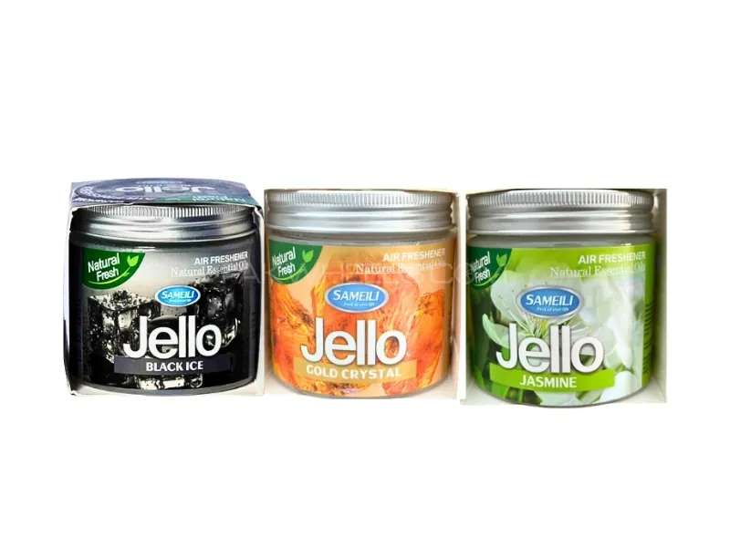 Jello Air Freshener Ge Pack Of 3 Black Ice , Gold Crystal & Jasmine | Perfume Gel Image-1