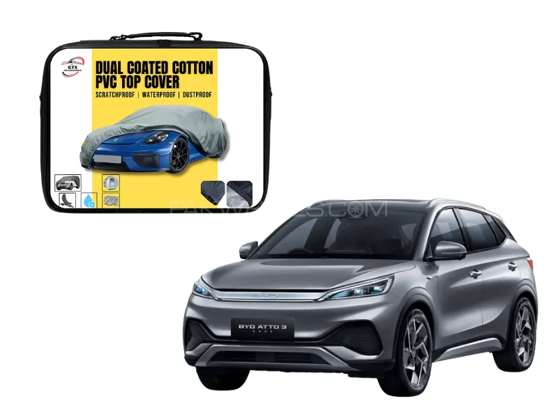 Dual Coated Cotton PVC Car Top Cover for BYD Atto 3 | Heavy-Duty, Waterproof & UV Resistant Image-1