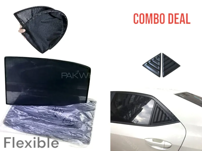 Quarter Glass Louvers with Flexible Side Windows Curtains Combo Deal for Toyota Corolla 2015-2025 Image-1
