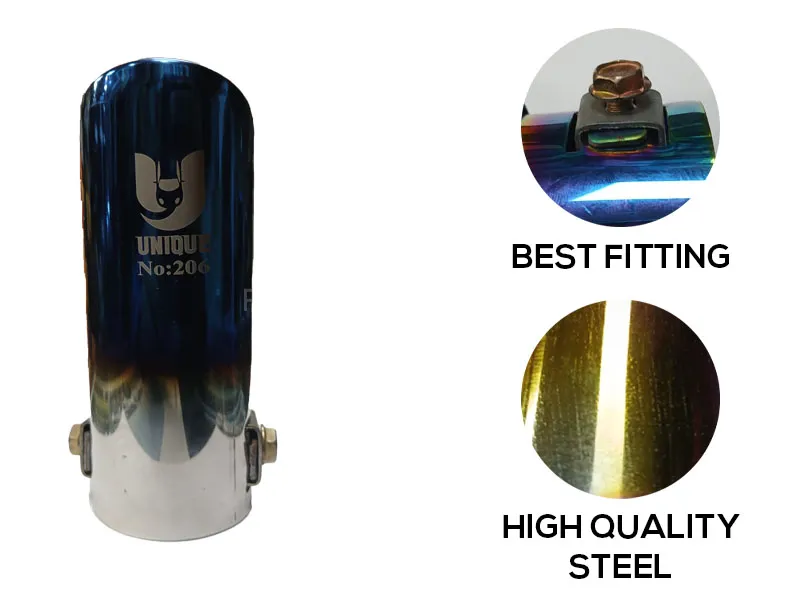 Suzuki Size Exhaust Tip with Burnt Finish (V-206)–Stainless Steel - Ready Burnt Finish Exhaust Tip Image-1