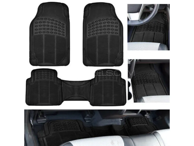 High-Quality 3PCS Universal PVC Car Floor Mat – Black | Durable & Easy to Clean Image-1