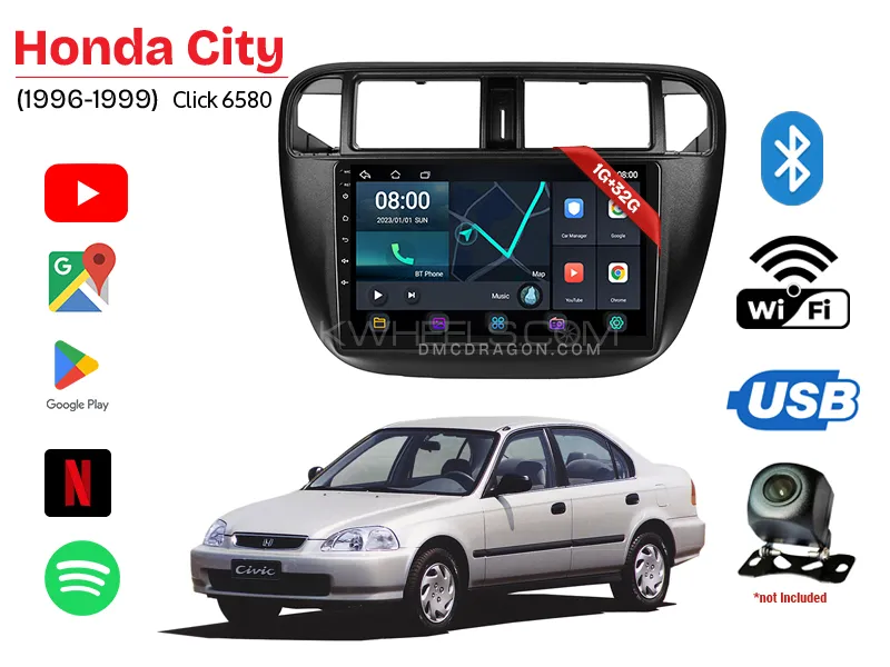 Honda Civic 1996-2000 Click 6580 1GB+32GB Android Panel Car Radio Stereo 9in Screen Image-1