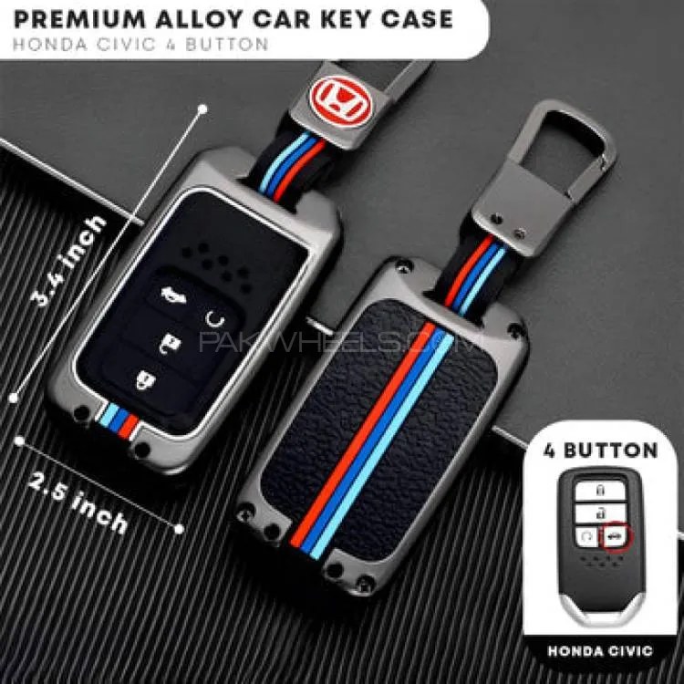 Honda Civic 2017 4 Button Protective  Zinc Alloy Remote Key Cover Image-1