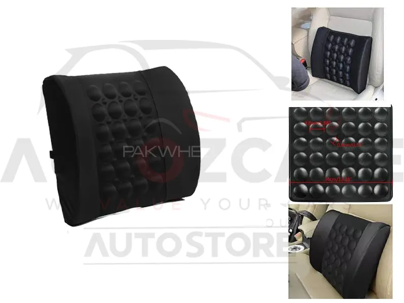 Universal Imported Leather Style Backrest | Breathable Pillow Back Support Cushion - Black Image-1
