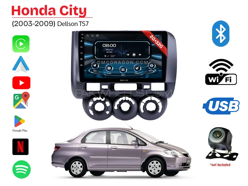 Honda City 2003-2009 Dellson TS7 2GB+32GB Android Panel Car Radio Stereo 9in Screen Image-1