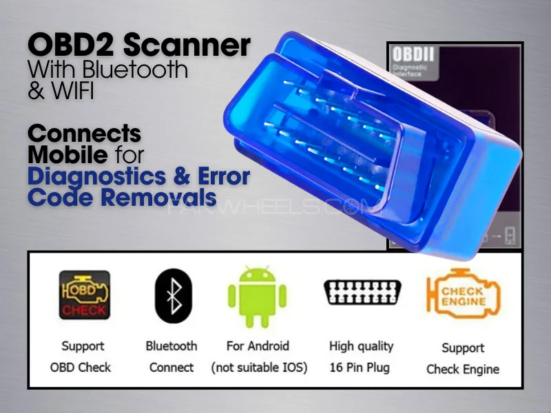 OBD2 | Scanner | With Bluetooth & WIFI | Connects Mobile for | Diagnostics & Error | Code Removals Image-1