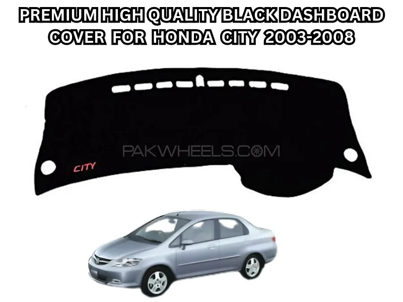 Premium High-Quality Black Dashboard Cover with Logo – Fits Honda City 2003–2008 Image-1