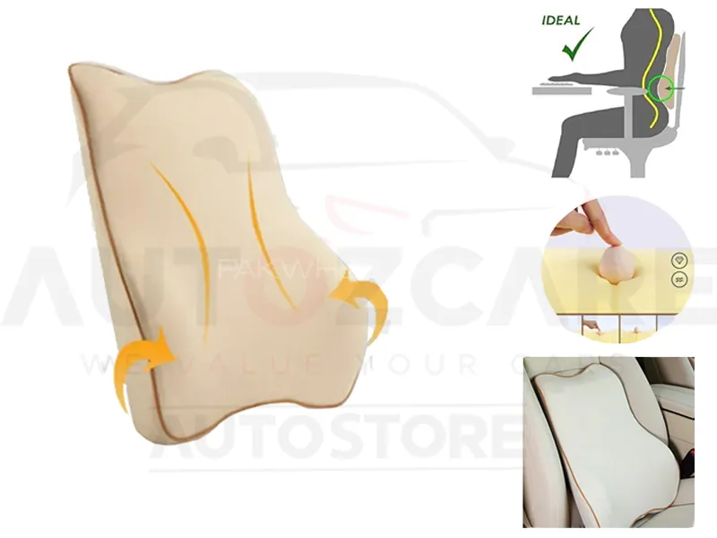 Universal Imported Leather Style Lamber Support | Breathable Pillow Lamber Support Cushion - Beige Image-1