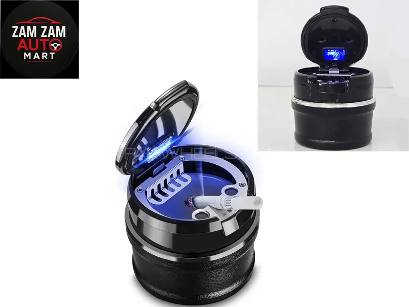 Car Led ashtray / Cup holder ashtray/ Blue LED ashtray Image-1