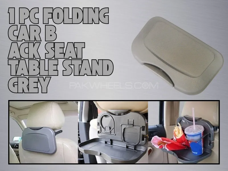 Folding | Car Back Seat Table Stand | GREY | 1 Pc Image-1