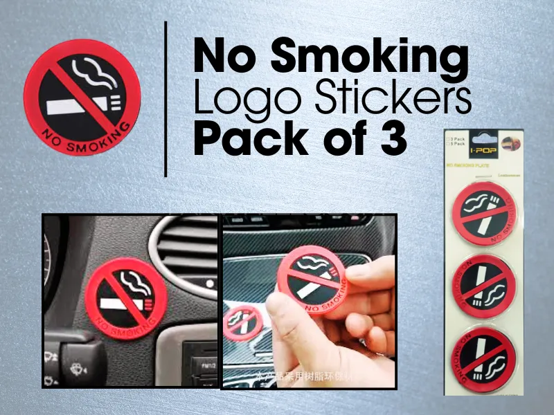 No Smoking | Logo | Stickers | Car Stickers | No Smoking Logo | Pack of 3 Image-1