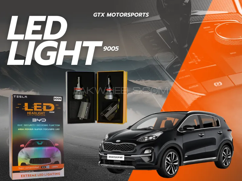 BYD 9005 Tesla LED Headlight Bulbs 1500W – Compatible with Kia Sportage 2019–2024 (High Beam) Image-1