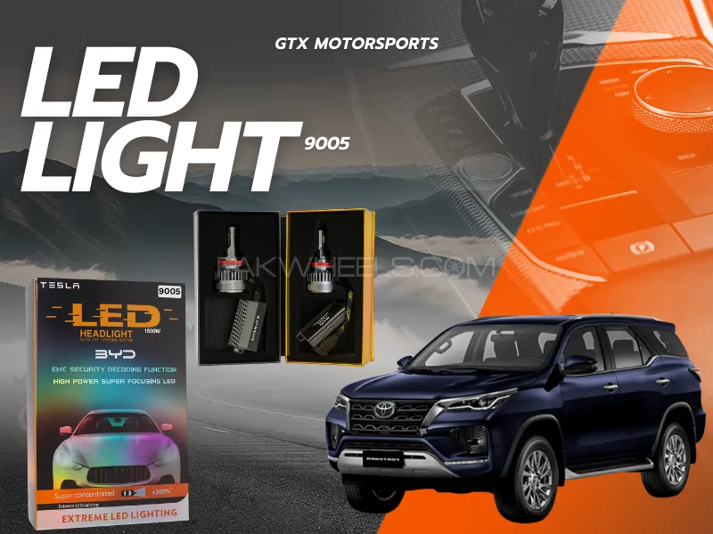 BYD 9005 Tesla LED Headlight Bulbs 1500W – Compatible with Toyota Fortuner 2016–2021 (High Beam) Image-1