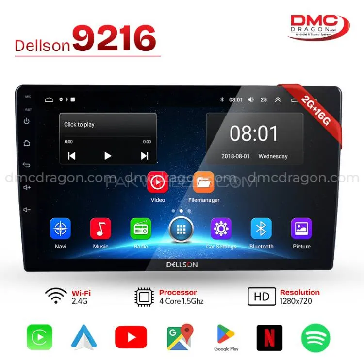 Dellson 9216 Android Car Stereo 10-in Screen | 2GB + 16GB | Apple CarPlay & Android Auto Image-1