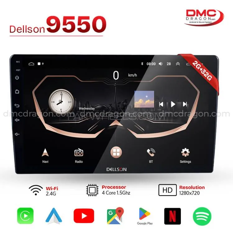 Dellson 9550 Android Car Stereo 9-in Screen | 2GB + 32GB | Apple CarPlay & Android Auto Image-1