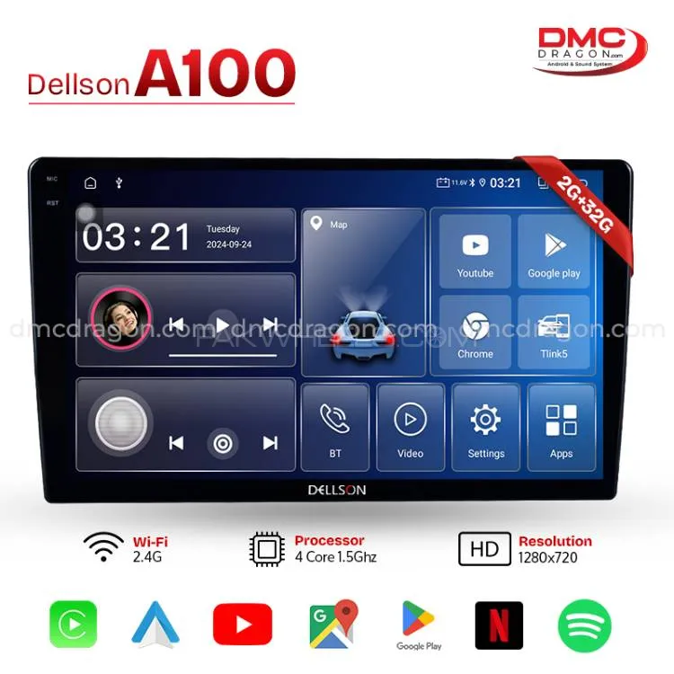 Dellson A100 Android Car Stereo 9-in Screen | 2GB + 32GB | Apple CarPlay & Android Auto Image-1