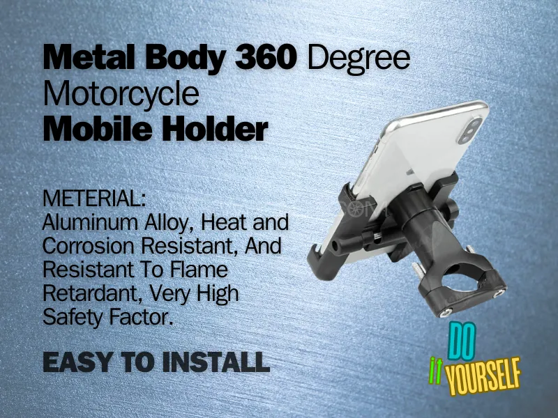 Metal Body | 360 Degree | Bike Mobile Holder | 1 Pc  Image-1