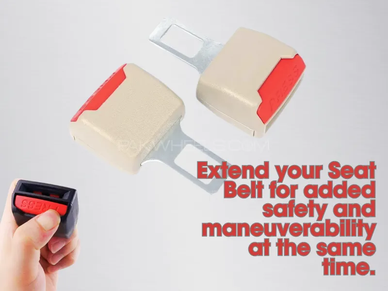 Car Seat Belt | Clip Extension Plug | Car Safety Seat Lock Buckle | Beige | 2pcs Car Seat Belt | Clip Extension Plug | Car Safety Seat Lock Buckle | Beige | 2pcs Image-2