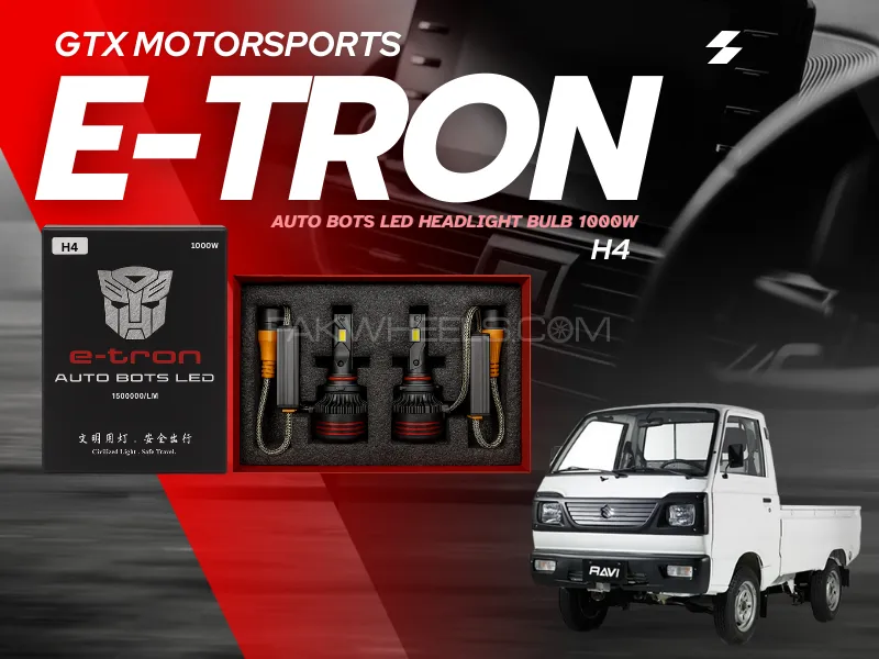 E-Tron Auto Bots LED Headlight Bulb 1000W – H4 Fitting for Suzuki Ravi 1990-2024 Image-1