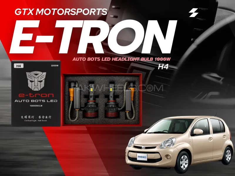 E-Tron Auto Bots LED Headlight Bulb 1000W – H4 Fitting for Toyota Passo 2010-2016 Image-1