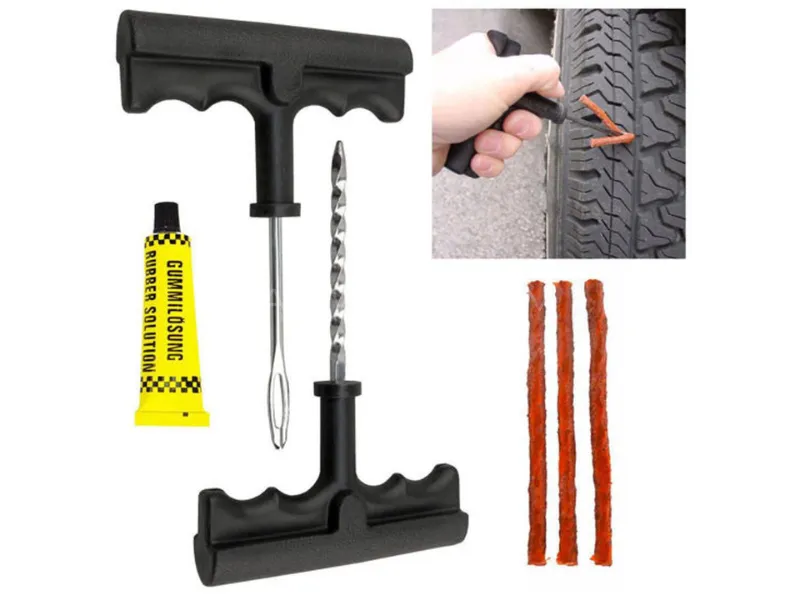 Universal Tubeless Tire Repair Kit for Car & Motorcycle – Emergency Puncture Tool Set Image-1