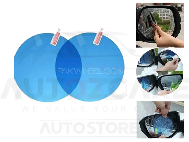 Anti Fog Rear view Side Mirror Circle Waterproof Film - Pair Image-1
