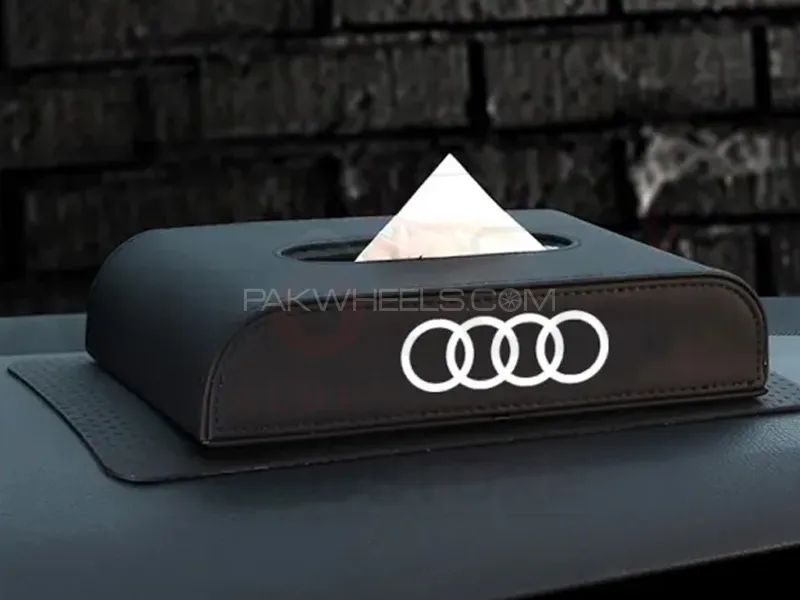 Car Leather Tissue Storage Box Case Auto Paper - Audi  Image-1