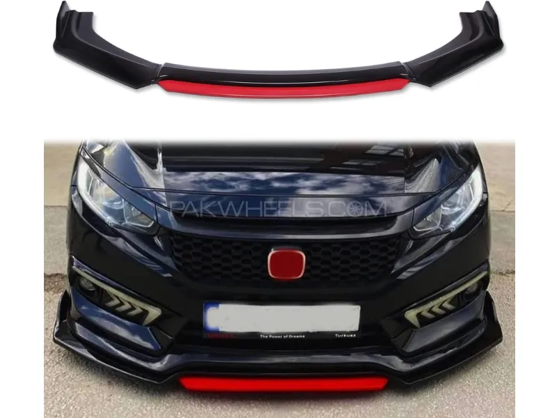 Universal Car Front Bumper Splitter – 4Pcs ABS Plastic (Red & Black) Image-1