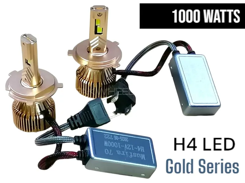 Car LED Lights H4 Gold Series 1000W – 1 Pair (New, Without Box) Image-1