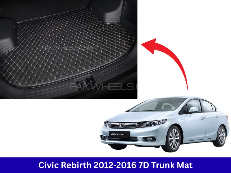 Honda Civic Rebirth 7D Custom Car Trunk Mat - Model 2012-2016 Image-1