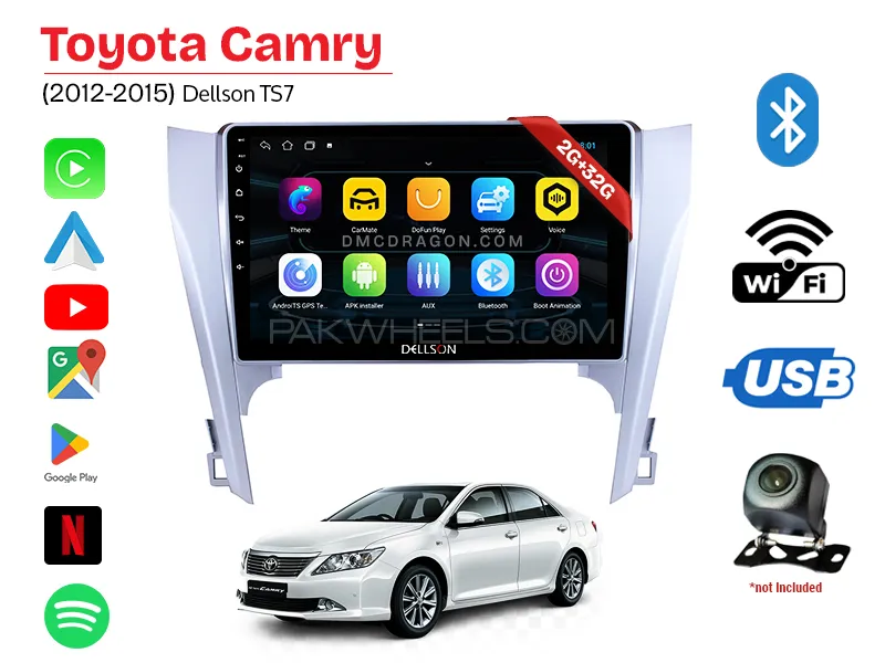 Toyota Camry 2012-2015 Dellson TS7 2GB+32GB Android Panel Car Radio Stereo 9in Screen Image-1