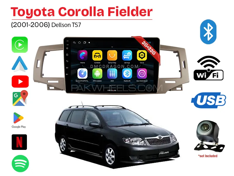 Toyota Corolla Fielder 2001-2006 Dellson TS7 2GB+32GB Android Panel Car Radio Stereo 9in Screen Image-1