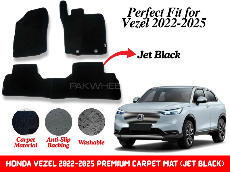 Premium Quality Honda Vezel 2022-2025 Fitting Carpet Floor Mats (Jet Black) | Perfect Fit Mats Image-1