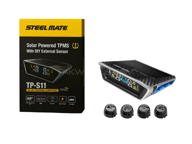 Steelmate Solar Powered TPMS TP-S11 – DIY External Sensor Tire Pressure Monitoring System Image-1