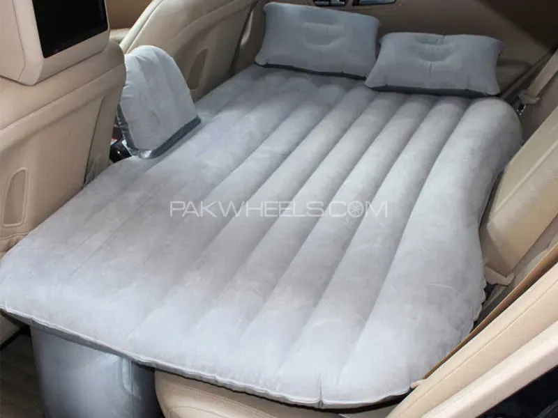 Universal Car Travel Inflatable Bed (Gray) Foldable SUV Back Seat Trunk Mattress Air Bed Pillow Image-1