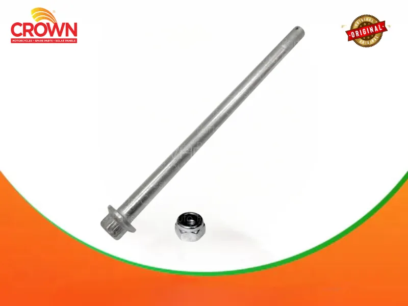 Crown Lifan Front Axle with Nut for 70cc Motorcycles (CD70-CDI) Image-1