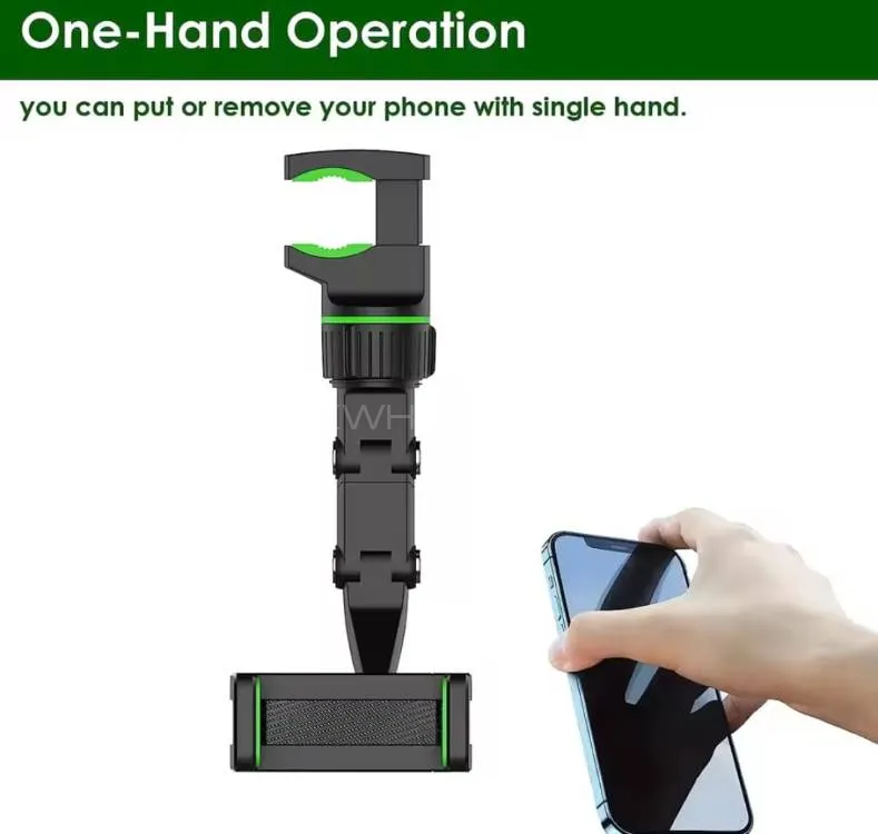 Rearview Mirror Phone Holder 360° Rotatable and Retractable Car Phone Mount Multifunctional Rear Vie Image-1