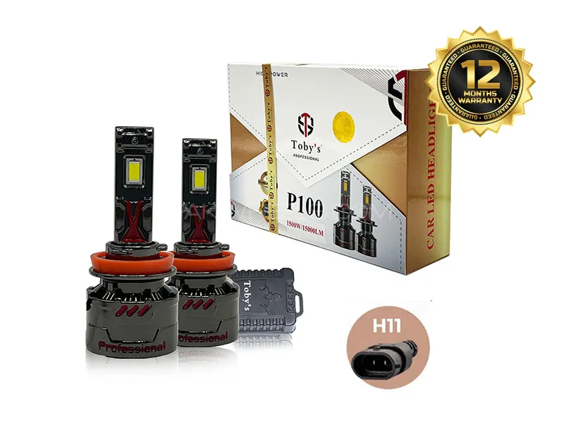 Toby’s P100 LED Car Headlight 1500W 15000LM | 12 Month Warranty | Bright White - H11 Image-1