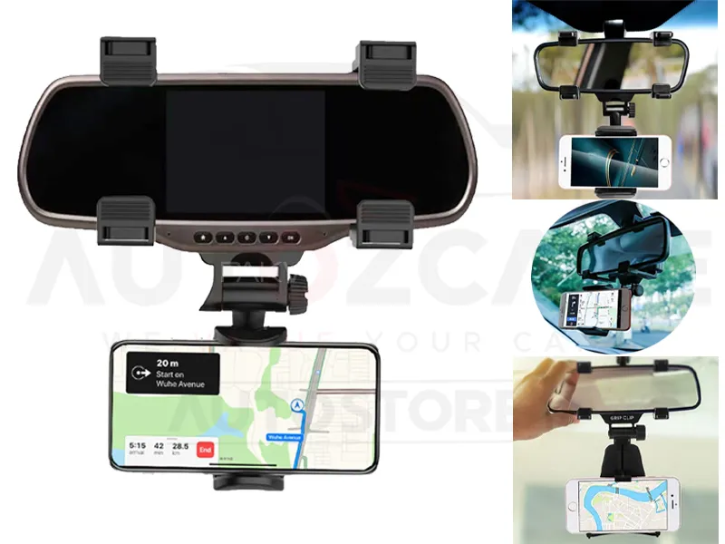Universal Car Rear View Mirror Mount Mobile Holder Image-1