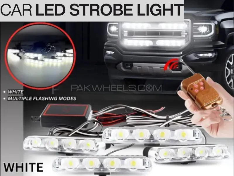 4PC LED | Grill Strobe | Flasher Light | DRL | Parking Light Wireless-Remote Controlled Function | W Image-1