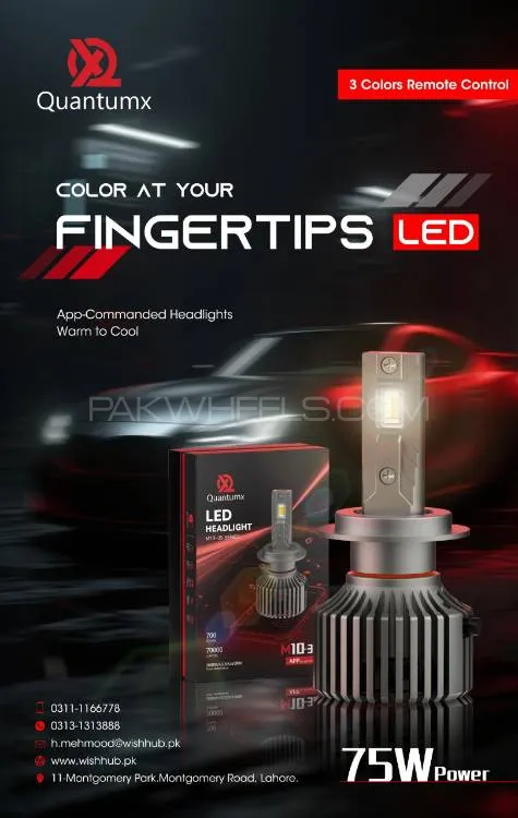 2 Pcs Quantumx LED Headlight 70000 Luminous Multi Colour App Control H4 Head lamp 700W Image-1
