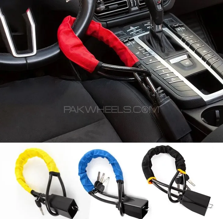 Car Steering Wheel Lock with Seat Belt Buckles Image-1