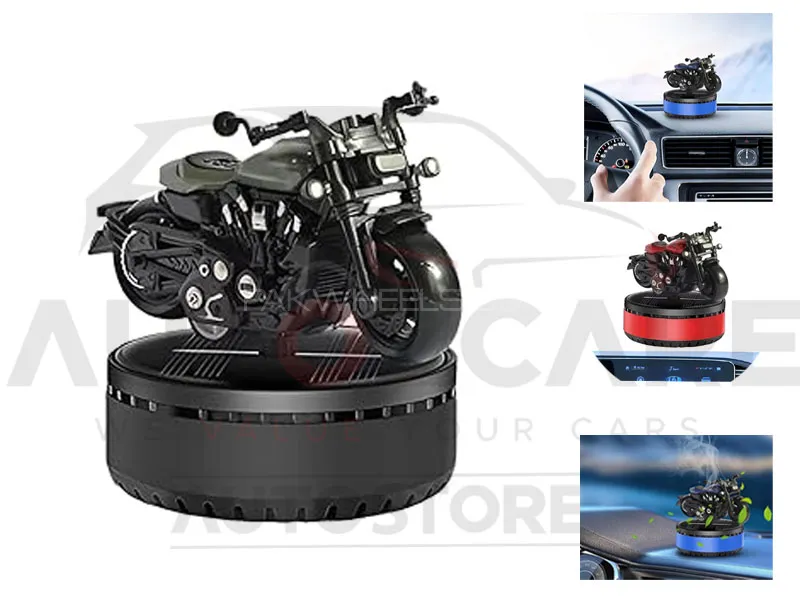DETACHI Plastic Car Dashboard Solar Premium Rotating Motorcycle Accessory | Solar-Powered Perfume Di Image-1