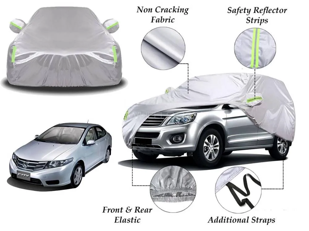 Honda City 2009 - 2020 Top Cover | Side Mirror Pockets | Reflector Strips | 100% Dust & Water Proof Image-1