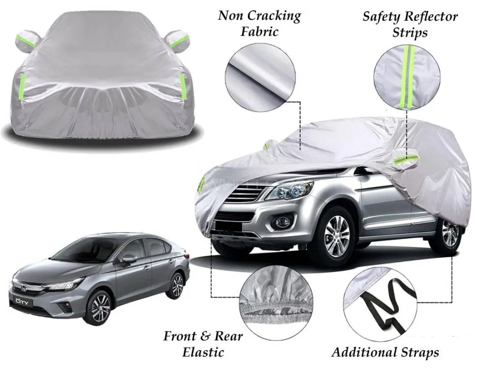 Honda City 2021 - 2025 Top Cover | Side Mirror Pockets | Reflector Strips | 100% Dust & Water Proof Image-1