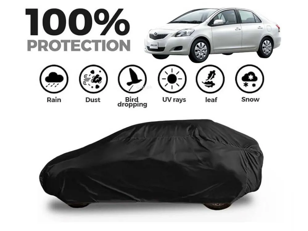 Toyota Belta Top Cover | Black Coat Top Cover | Water & Dust Proof | Anti-Heat Crack Image-1