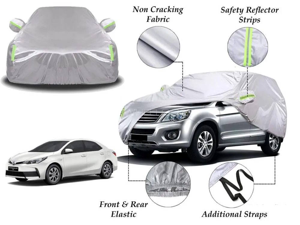 Toyota Corolla 2014 - 2025 Top Cover | Side Mirror Pockets | Reflector Strips | 100% Water Proof Toyota Corolla 2014 - 2025 Top Cover | Side Mirror Pockets | Reflector Strips | 100% Water Proof Image-1