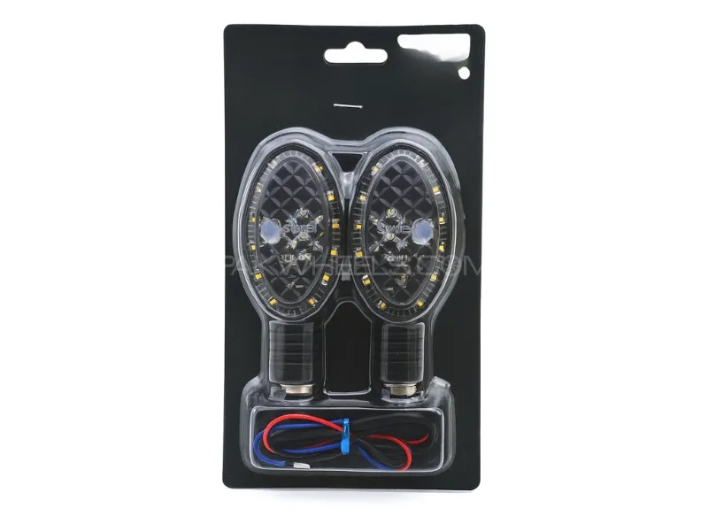 2PCS Universal LED Motorcycle Indicators – White DRL & Yellow Turn Signal Lights Image-1